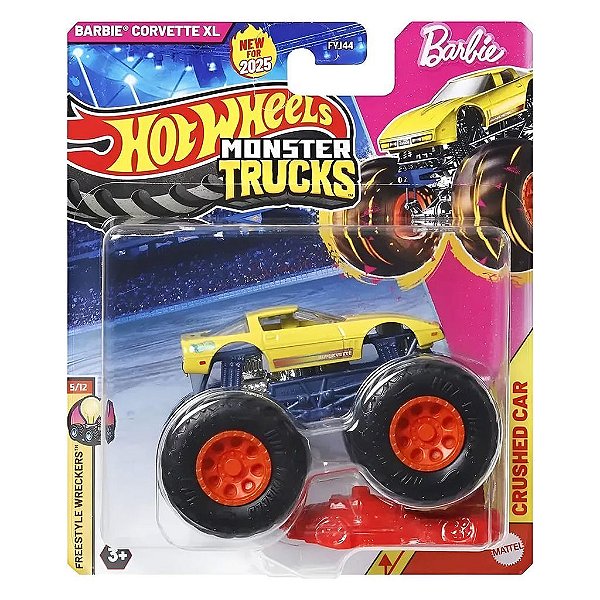 Miniatura Hot Wheels Monster Truck Barbie Corvette Xl JCD97 Diecast Original Colecionável