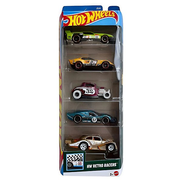 Miniatura Hot Wheels 5-Pack HW Retro Racers JBJ86 Diecast de Metal Original Lacrada Colecionável Au