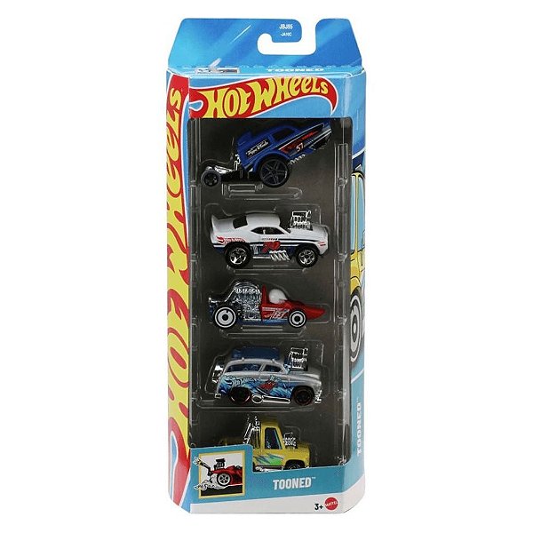 Miniatura Hot Wheels 5-Pack Tooned JBJ85 Diecast Metal Original Colecionável Autêntica Premium
