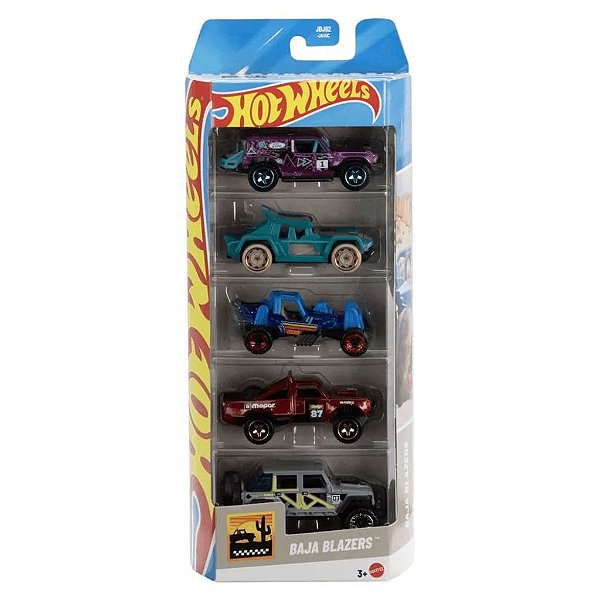 Miniatura Hot Wheels 5-Pack Baja Blazers JBJ82 Diecast Metal Original Colecionável Autêntica Premium