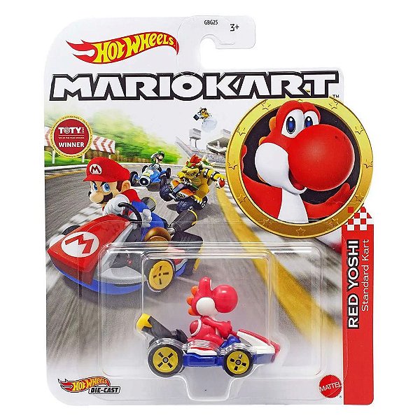 Miniatura Hot Wheels Mario Kart Floor Stand Red Yoshi Diecast Original Colecionável