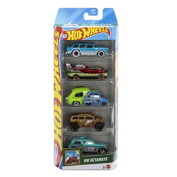 Miniatura Hot Wheels HW Flames 5-Pack Geta Ways JBJ77 Diecast Original Colecionável