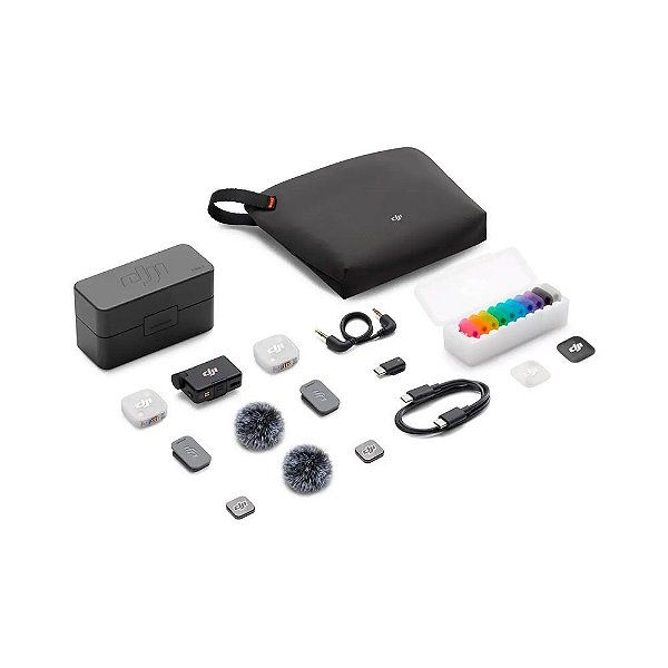 Microfone Sem Fio DJI Mic Mini 2 (2 TX + 1 RX + com Case de Carga) Original — Produto Oficial DJI