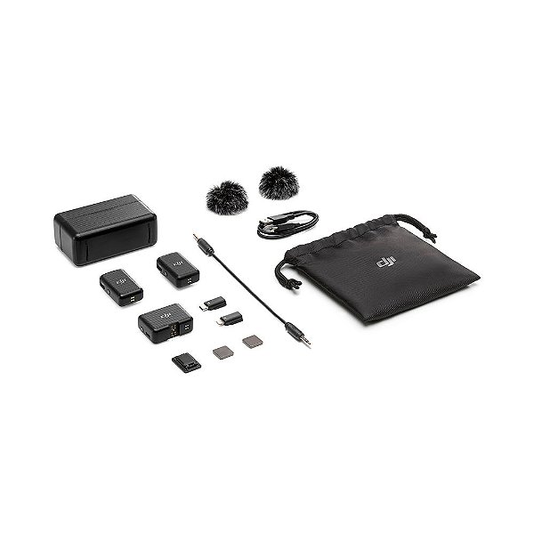 Microfone Sem Fio DJI Mic (2 TX + 1 RX + com Case de Carga) FCC Original — Produto Oficial DJI