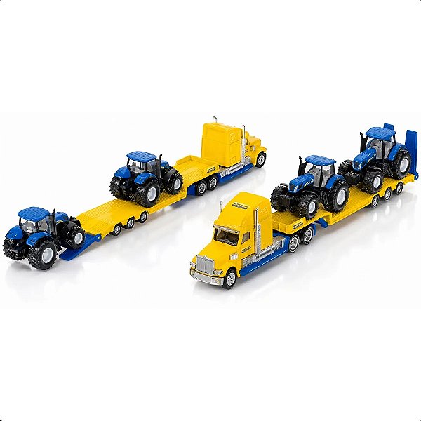 Miniatura Siku Caminhão Prancha Freightliner com Tratores New Holland T8 1:87 Diecast Original