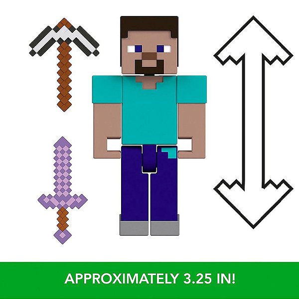 Mattel Minecraft 3.25 Steve — Produto Original Autêntico Lacrado com Garantia Drive Collection