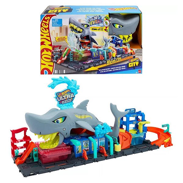 Hot Wheels Ultra Shark Carrinho Wash Playset