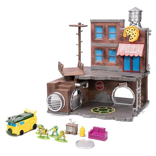 Jada Toys Nano Scene Tmnt Turtle Lair com 4 Figures — Original Lacrado com Garantia Drive Collection