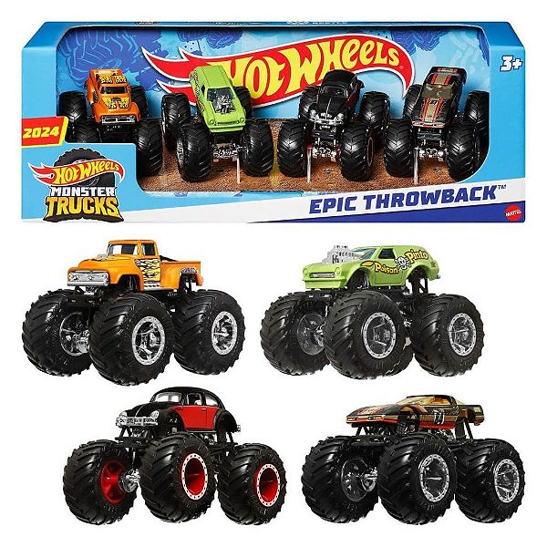 Hot Wheels Monster Trucks 4PACK — Produto Original Autêntico Lacrado com Garantia Drive Collection
