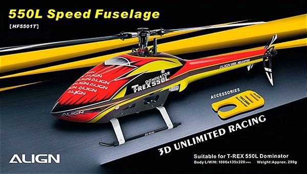 Peça Align T-Rex 550L Fuselagem Vermelho e amarelo
