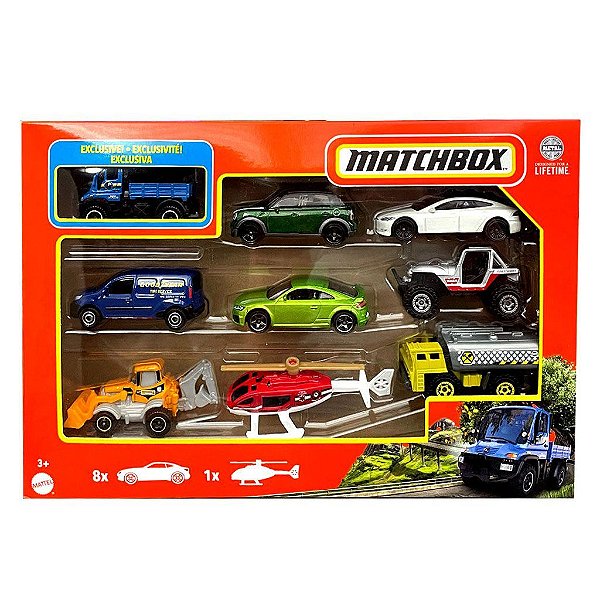 Miniatura Matchbox 1:64 Pacote com 9 Carros HVT86