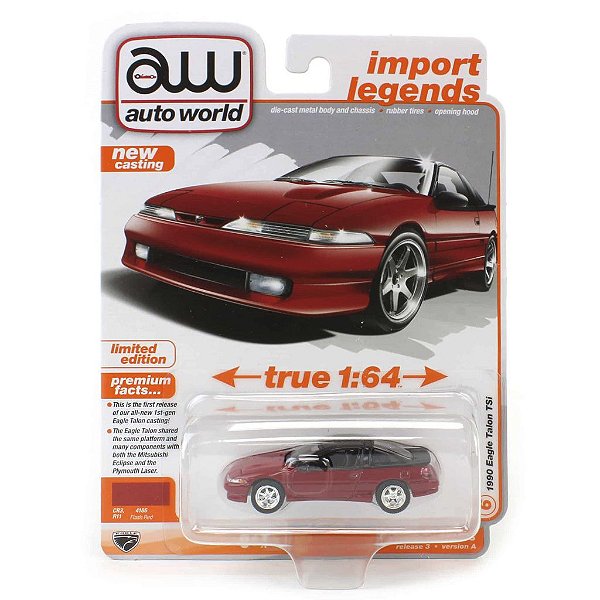 Miniatura Auto World Import Legends 1990 Eagle Talon TSi Vermelho 1:64