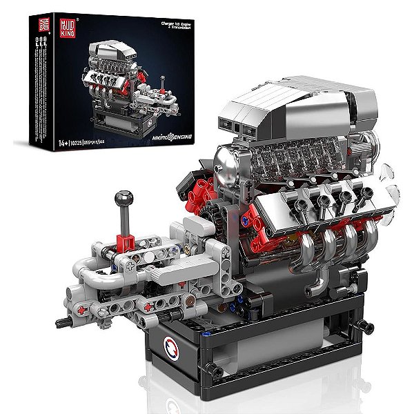Blocos de Montar Mould King 10087S American Muscle Car V8 Engine & Gearbox 855 Peças