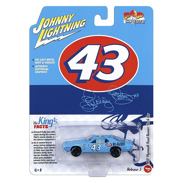 Miniatura Johnny Lightning 1972 Plymouth Road Runner Stock Car 1:64