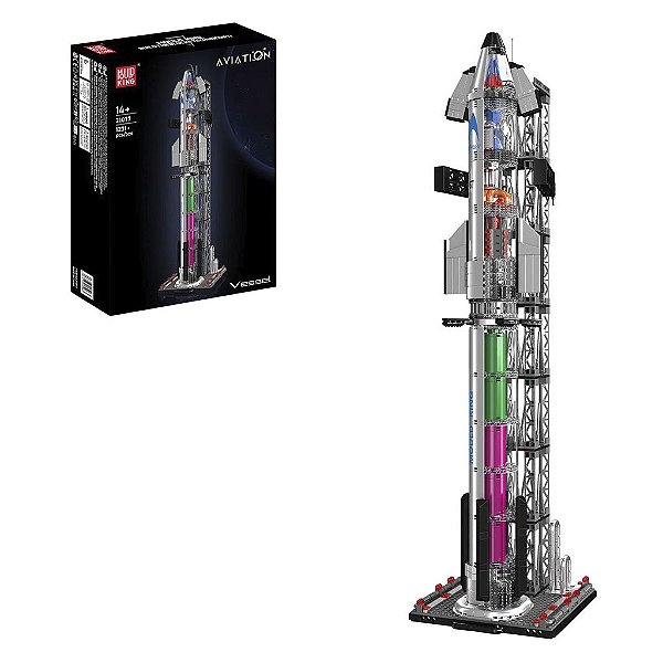 Blocos de Montar Mould King Chrome Starship Launch Tower 21077