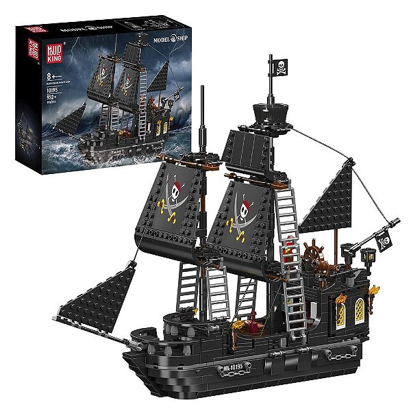 Blocos de Montar Mould King Black Pearl Pirate Ship 932 Peças