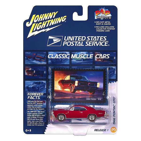 Miniatura Johnny Lightning Classic Muscle Cars 1966 Pontiac GTO 1:64 (JLPC014)