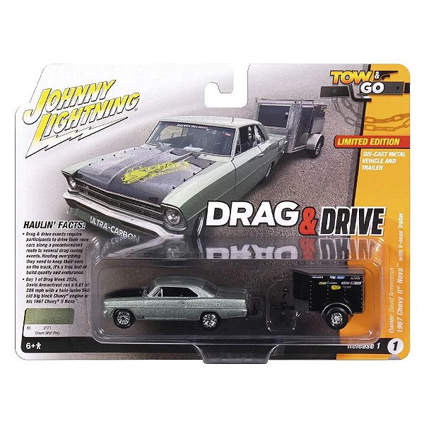 Miniatura Johnny Lightning Tow & Go David Armentrout 1967 Chevrolet II N 1:64