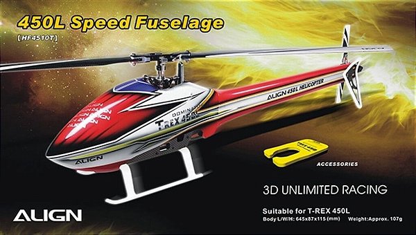 Fuselagem Speed Vermelha Helicóptero T-Rex 450 Align