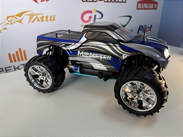 Carro Himoto 1/10 Eldorada Truck .18 Nitro 4WS Silver/Azul Hi6101