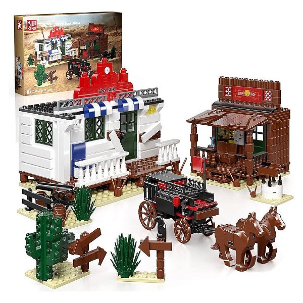 Blocos de Montar Mould King Wild West Bank Heist 693 Peças