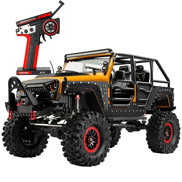 Carro WL Toys 1:10 Driving Rock Crawler Climbing 11KM 4WD Amarelo 104026