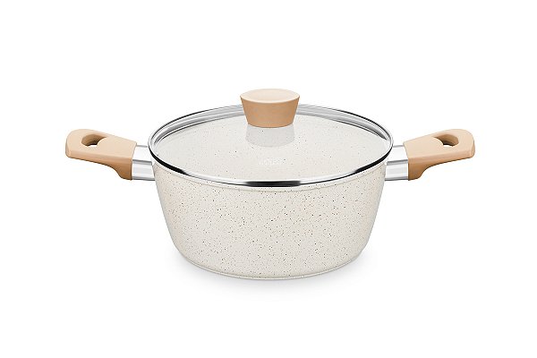 CAÇAROLA 24CM MTA LINHA CARMELA VANILLA 3,8L CERAMIC FLON