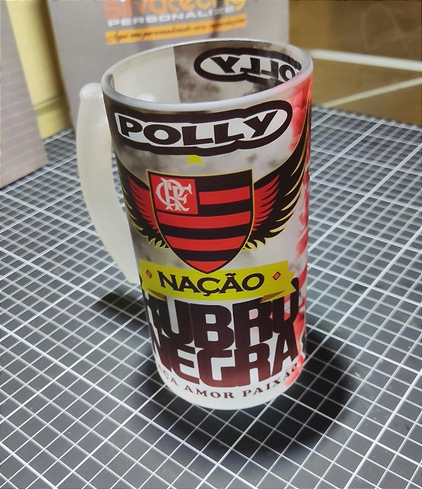 Caneca de Chopp Flamengo em Vidro Jateado – 475 ml