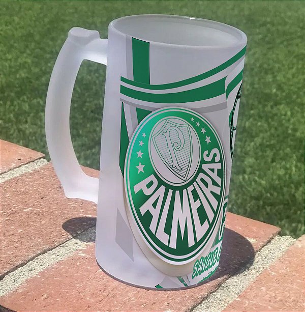 Caneca de Chopp Vidro Jateado do Palmeiras - 475ml