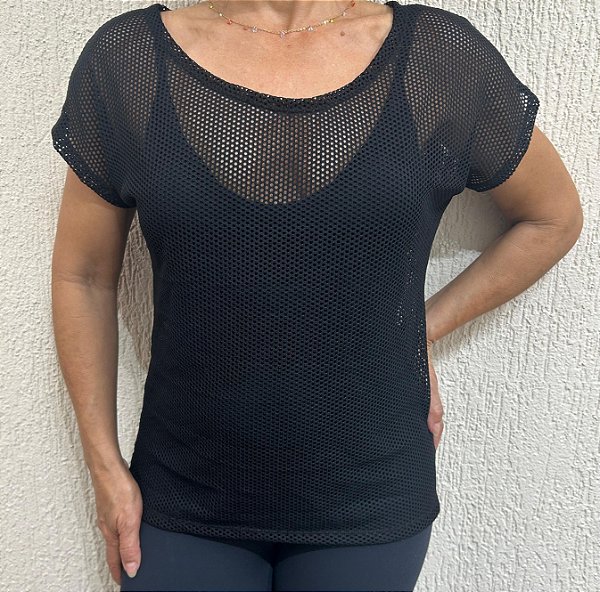 Blusa Fitness Arrastão  Furadinha