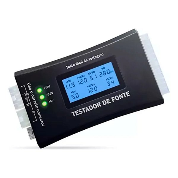 TESTADOR FONTE DIGITAL LCD ATX 20/24 PINO SATA