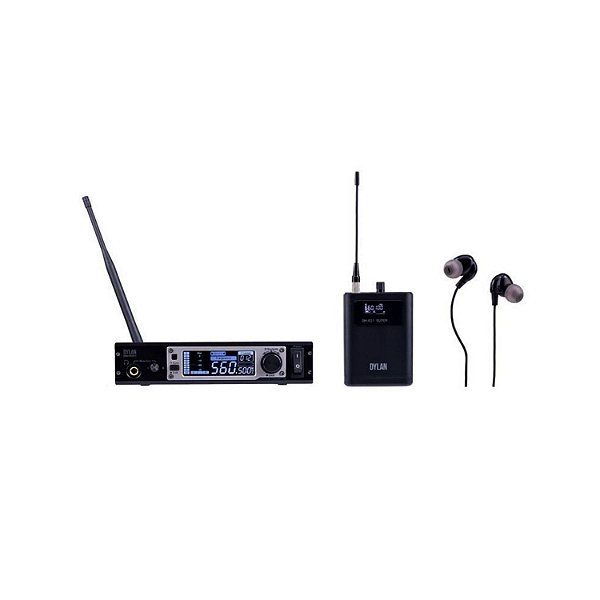 MONITOR E TRANSMISSOR SEM FIO DYLAN DSM-601 DE FONE PARA RETORNO DE PALCO UHF