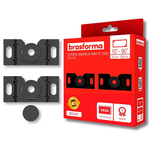 SUPORTE TV BRASFORMA FIXO UNIVERSAL 10 A 90 POLEGADAS SBRU951