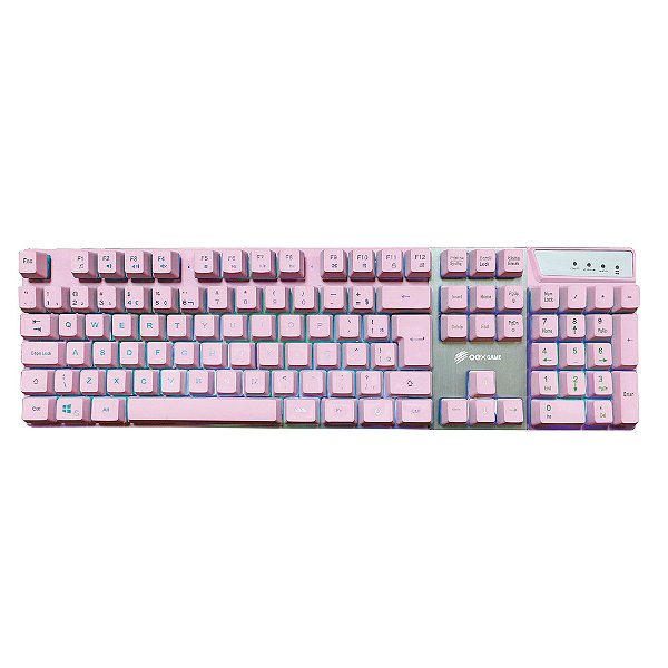 TECLADO USB GAMER OEX TC205 PINK PRISMATIC SEMI MECANICO