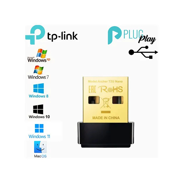 ADAPTADOR USB WIRELESS TP LINK ARCHER T2U NANO AC600 DUAL BAND