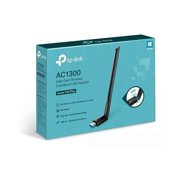 ADAPTADOR USB WIRELESS TP LINK ARCHER T3U PLUS AC1300 DUAL BAND