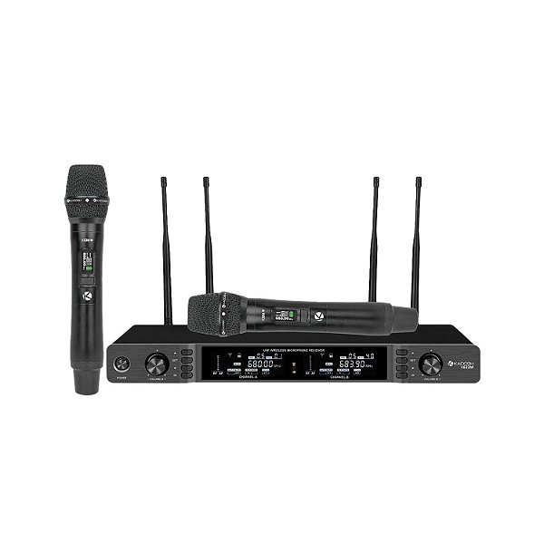 MICROFONE SEM FIO KADOSH K622M 2 BASTÕES DE MÃO UHF