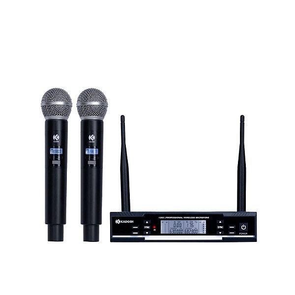 MICROFONE SEM FIO KADOSH K392M 2 BASTÕES DE MÃO UHF