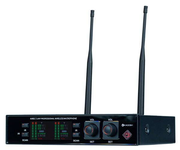 MICROFONE SEM FIO KADOSH K492MR BASTAO DUPLO UHF RECARREGAVEL TIPO C SYNC POR IR
