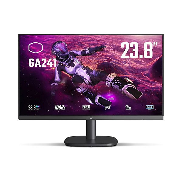 MONITOR GAMER 23.8" COOLER MASTER GA241 VA FHD  HDMI VGA MS 100HZ  VESA