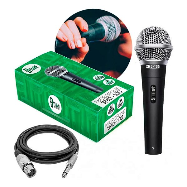 MICROFONE COM FIO DYLAN SMD-100 PRETO DE MÃO 1 BASTÃO