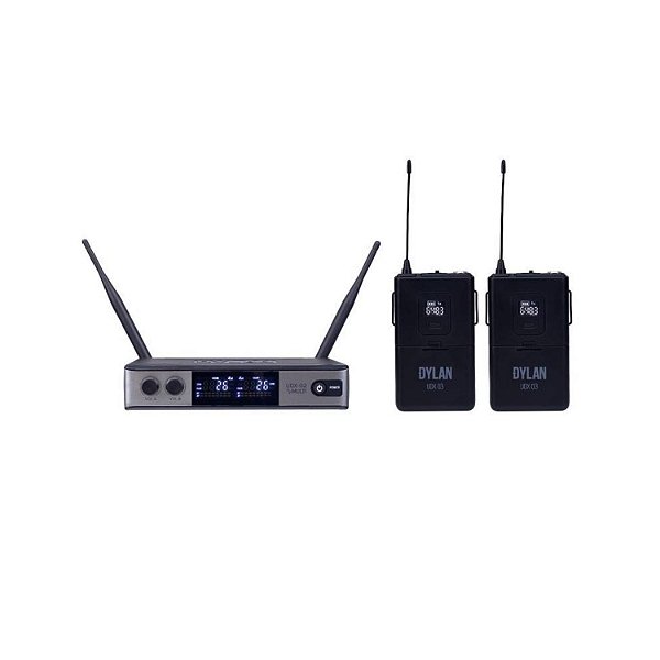MICROFONE SEM FIO DYLAN UDX-06 MULTI  2 BODYPACK 2 HEADSET 2 LAPELA UHF