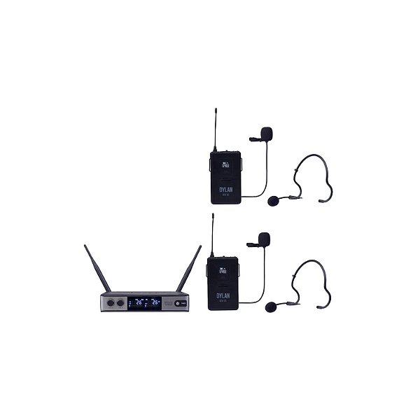 MICROFONE SEM FIO DYLAN UDX-06 MULTI 2 HEADSET 2 LAPELA UHF