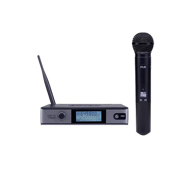 MICROFONE SEM FIO DYLAN UDX-01 MULTI UHF COM 1 BASTÃO DE MÃO