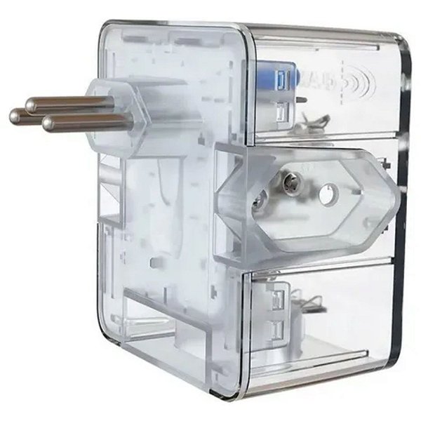 CLAMPER PROTETOR ENERGIA 3 TOMADAS TRANSPARENTE