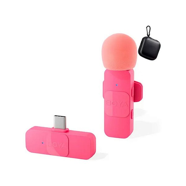 MICROFONE DE LAPELA BOYA BY-V10 TIPO C ROSA