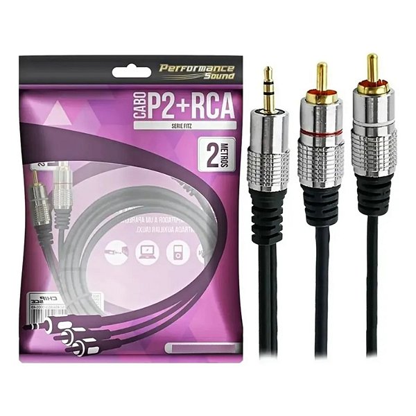 CABO DE AUDIO P2 X RCA 2 METROS SOUND PERFORMANCE CHIP SCE 018-0702