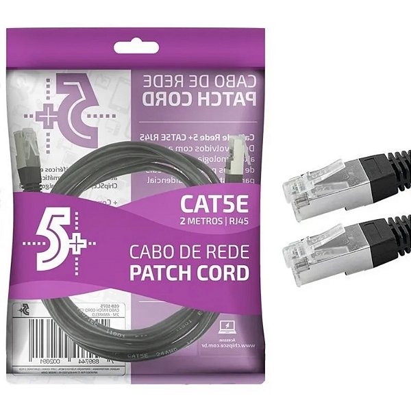 CABO DE REDE CAT5 02 METROS PATCH CORD PRETO CHIP SCE  018-1073
