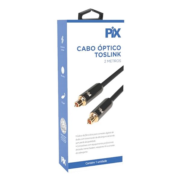 CABO OPTICO OTICO TOSLINK PREMIUM 2 METROS PIX  CHIP SCE  018-4788