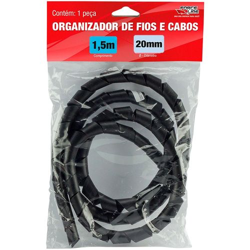ORGANIZADOR DE CABOS 20MM PRETO 1.5M FORCE LINE 1200032
